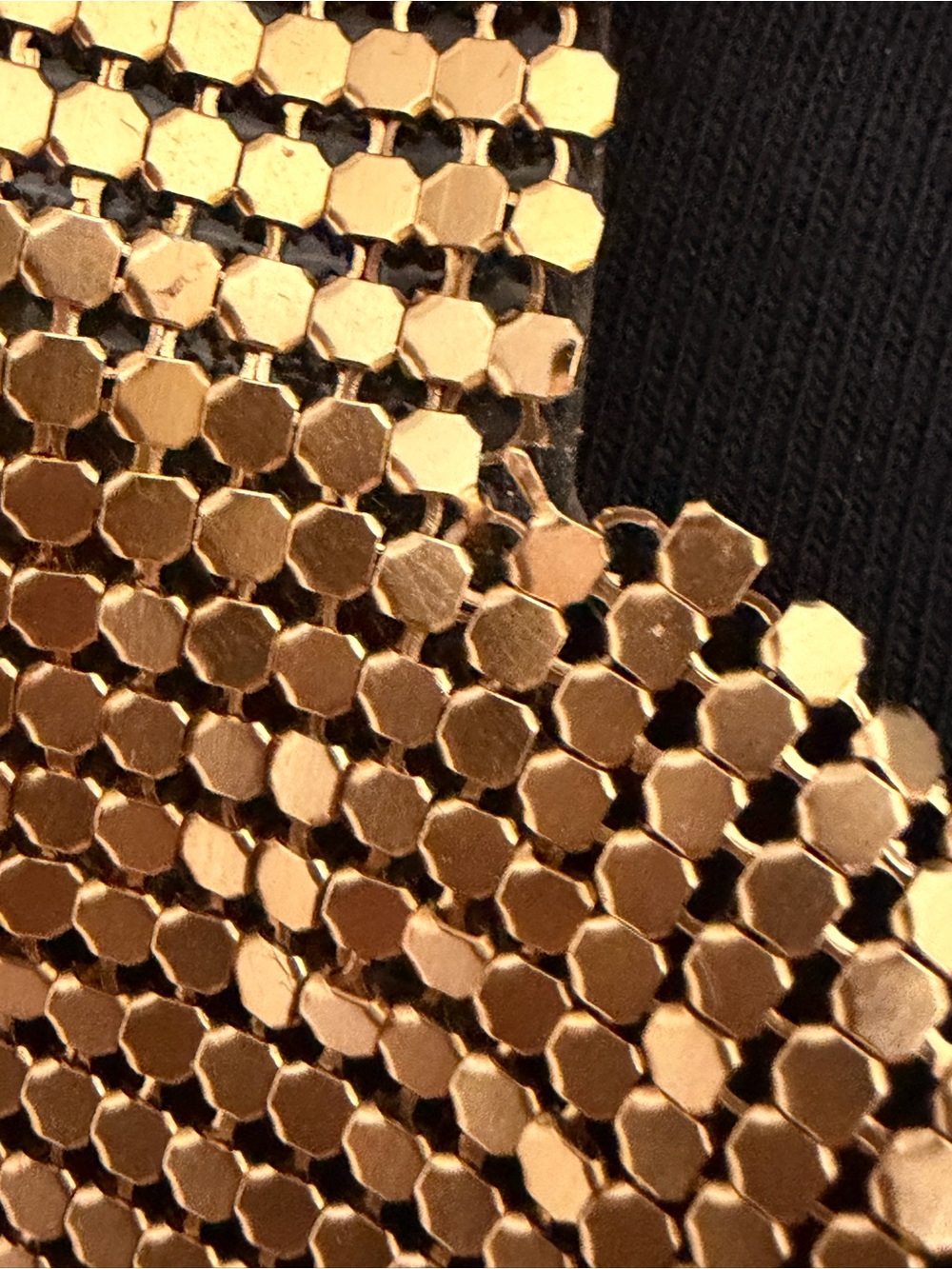 Gold Metal Mesh Cowl Neck Women's Dress - Picture 2 of 3